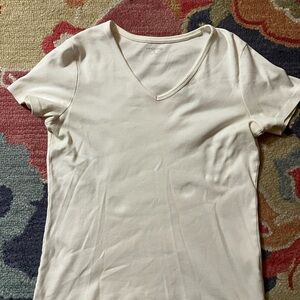 Lands' End Women's White  V-Neck Top - Medium